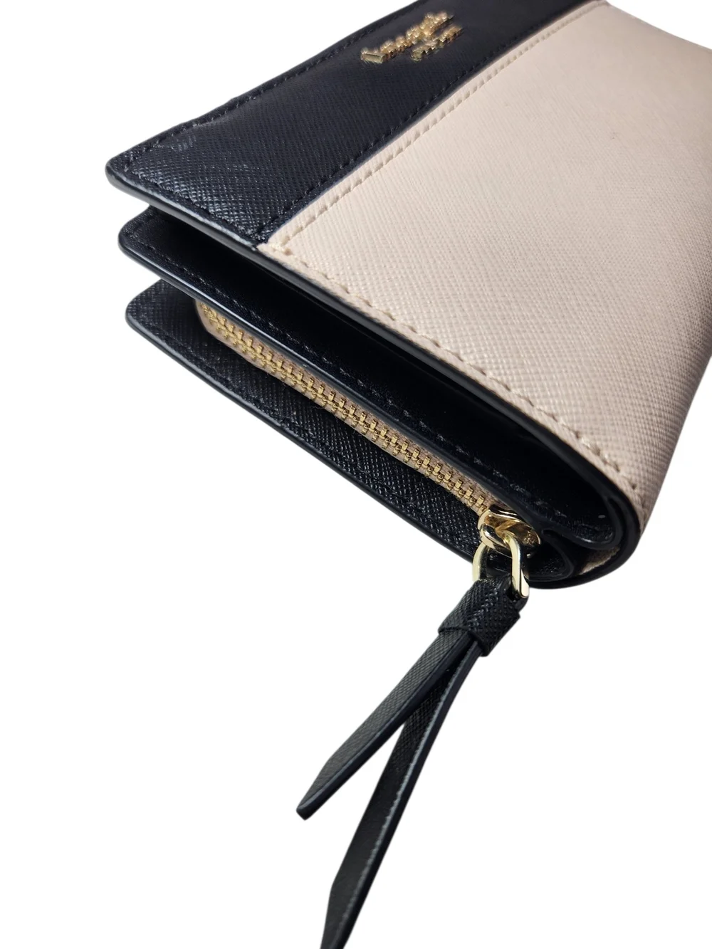 Kate Spade Madison Colorblock Medium Compact Bifold Wallet Black Blush Cream